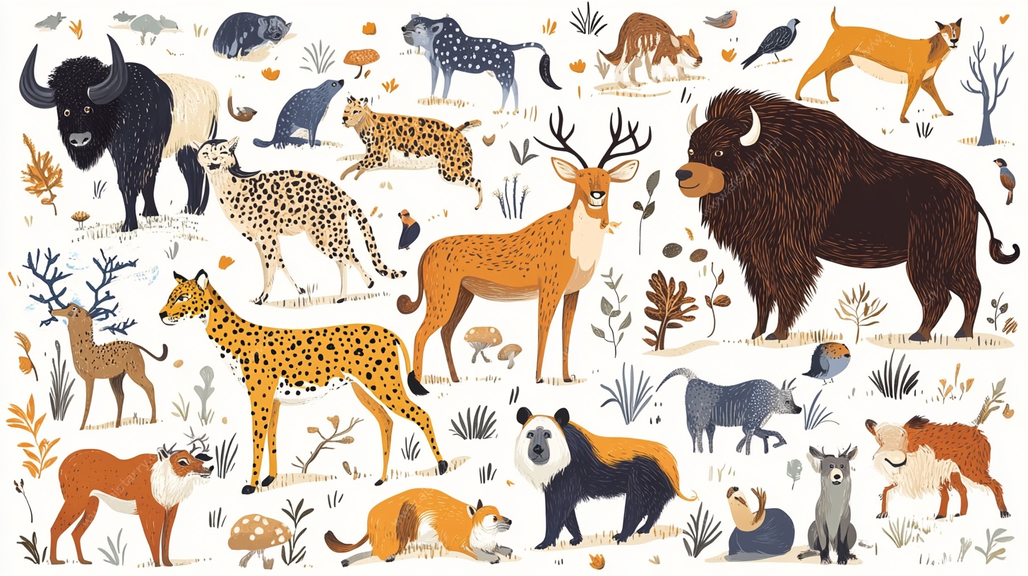 多样野生动物插画集合
