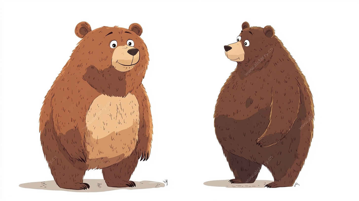 两只憨态可掬的棕色小熊