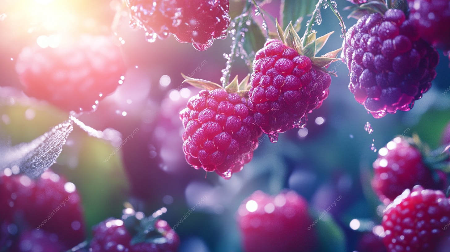 新鲜树莓 水珠晶莹欲滴