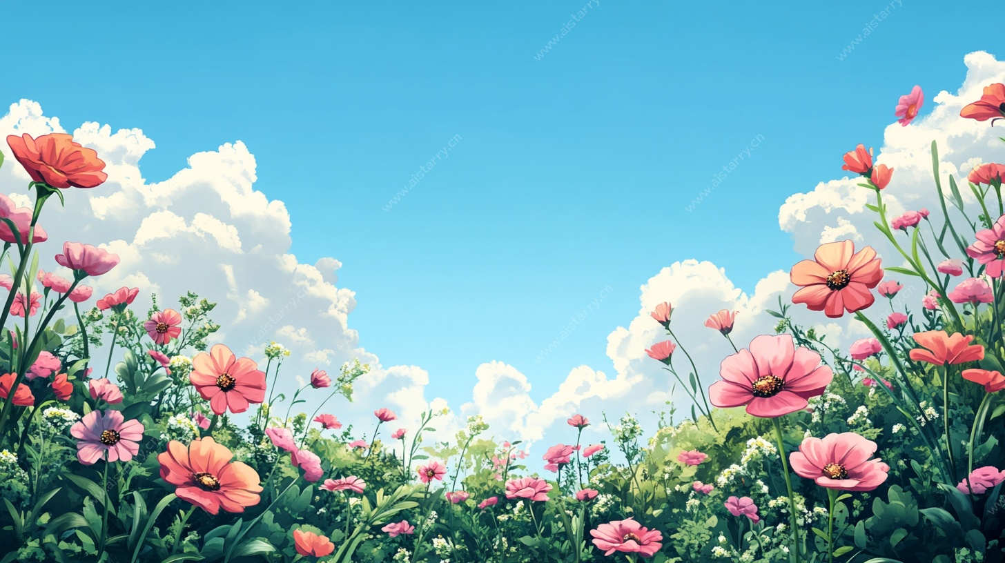 花海蓝天 梦幻花卉图景