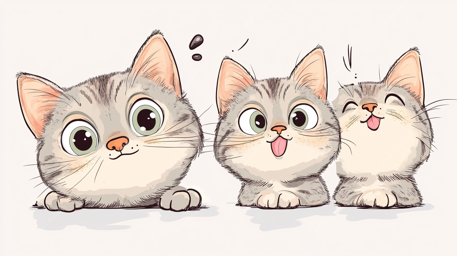 三只萌猫俏皮表情图