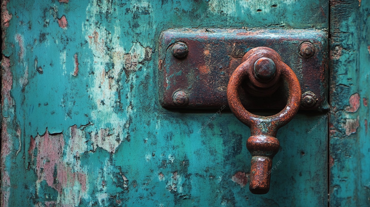 复古生锈门环特写