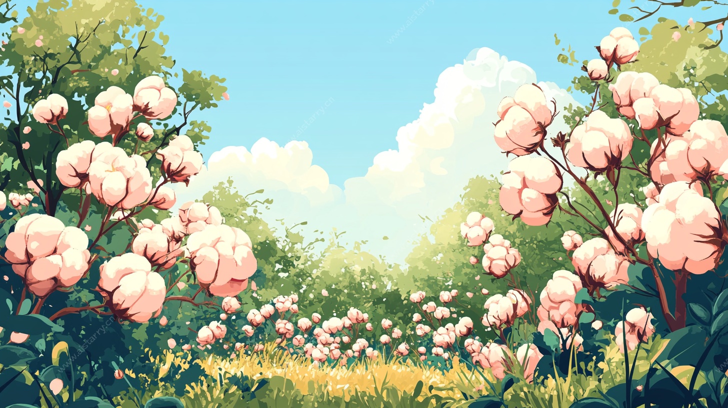 梦幻棉花田风光