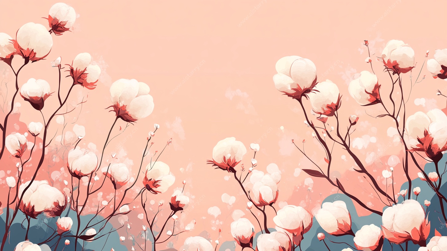粉色棉花插画背景图
