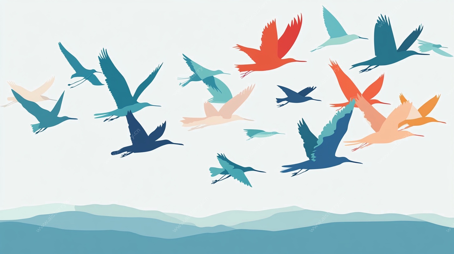 飞鸟群翔的灵动画面