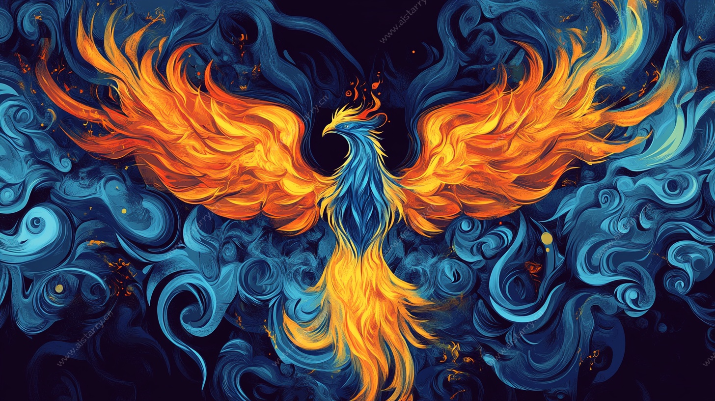 火焰凤凰艺术插画