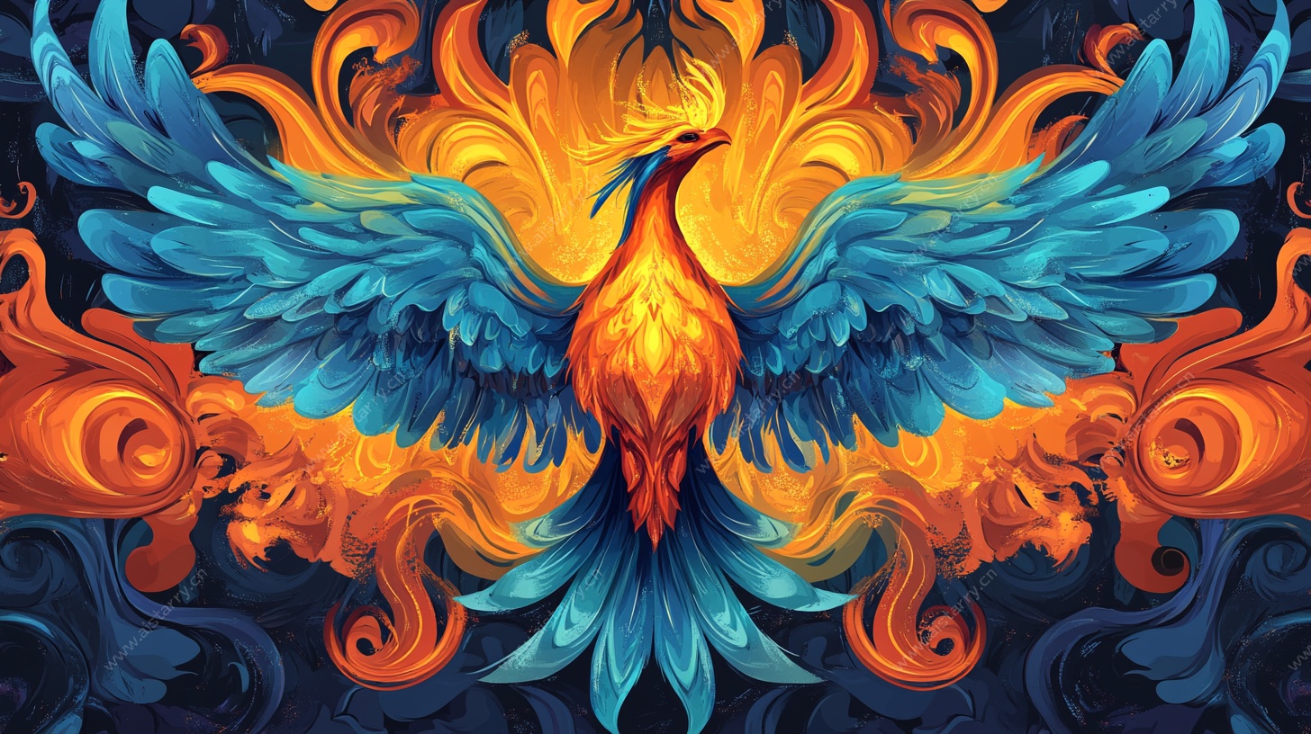 展翅凤凰 火焰与色彩交织