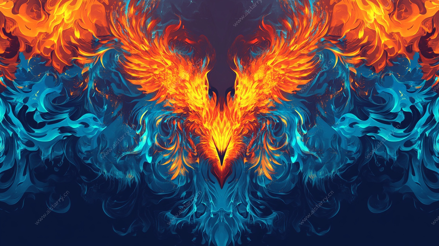 火焰凤凰抽象艺术图案