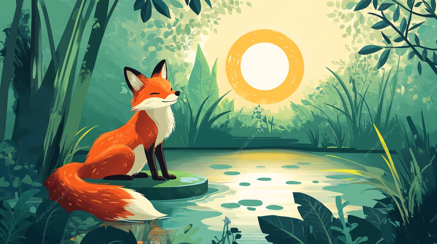 溪边静思的红狐