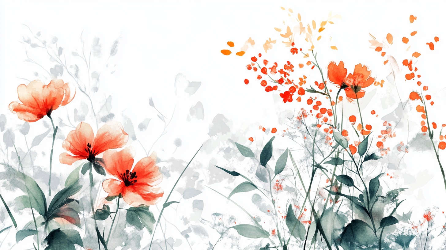 水彩花卉清新插画