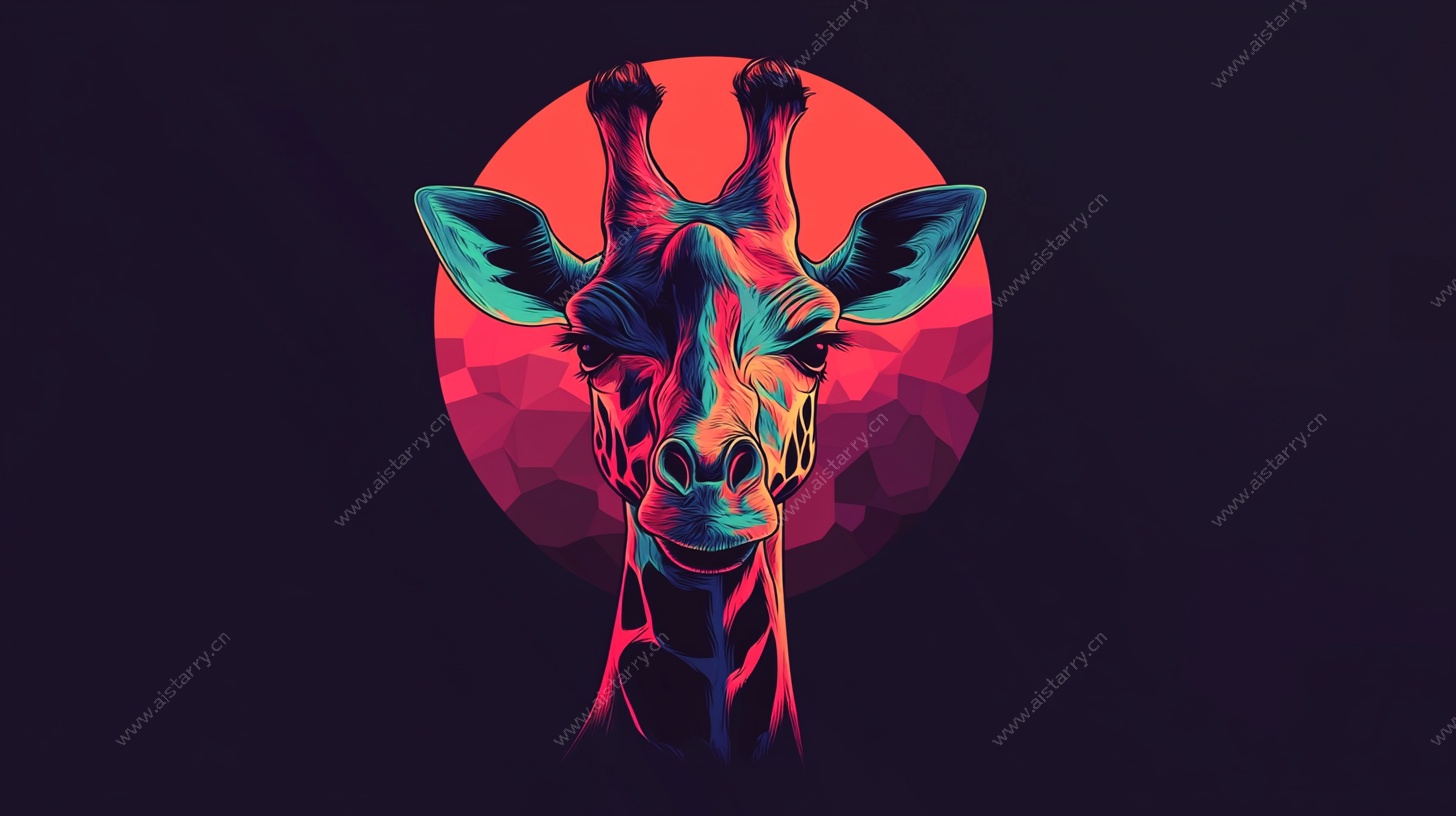 霓虹长颈鹿头像