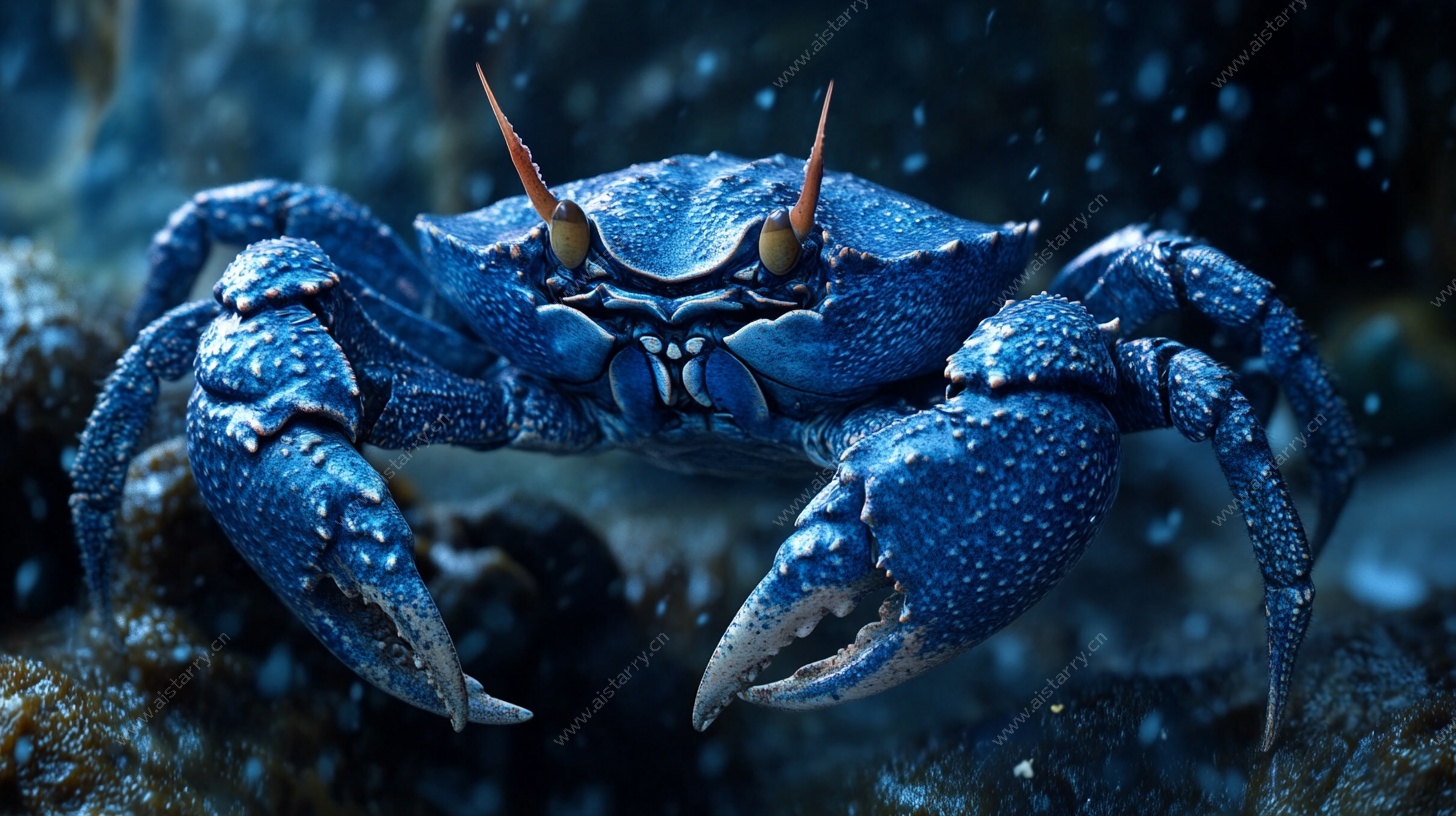 蓝色尖刺螃蟹特写