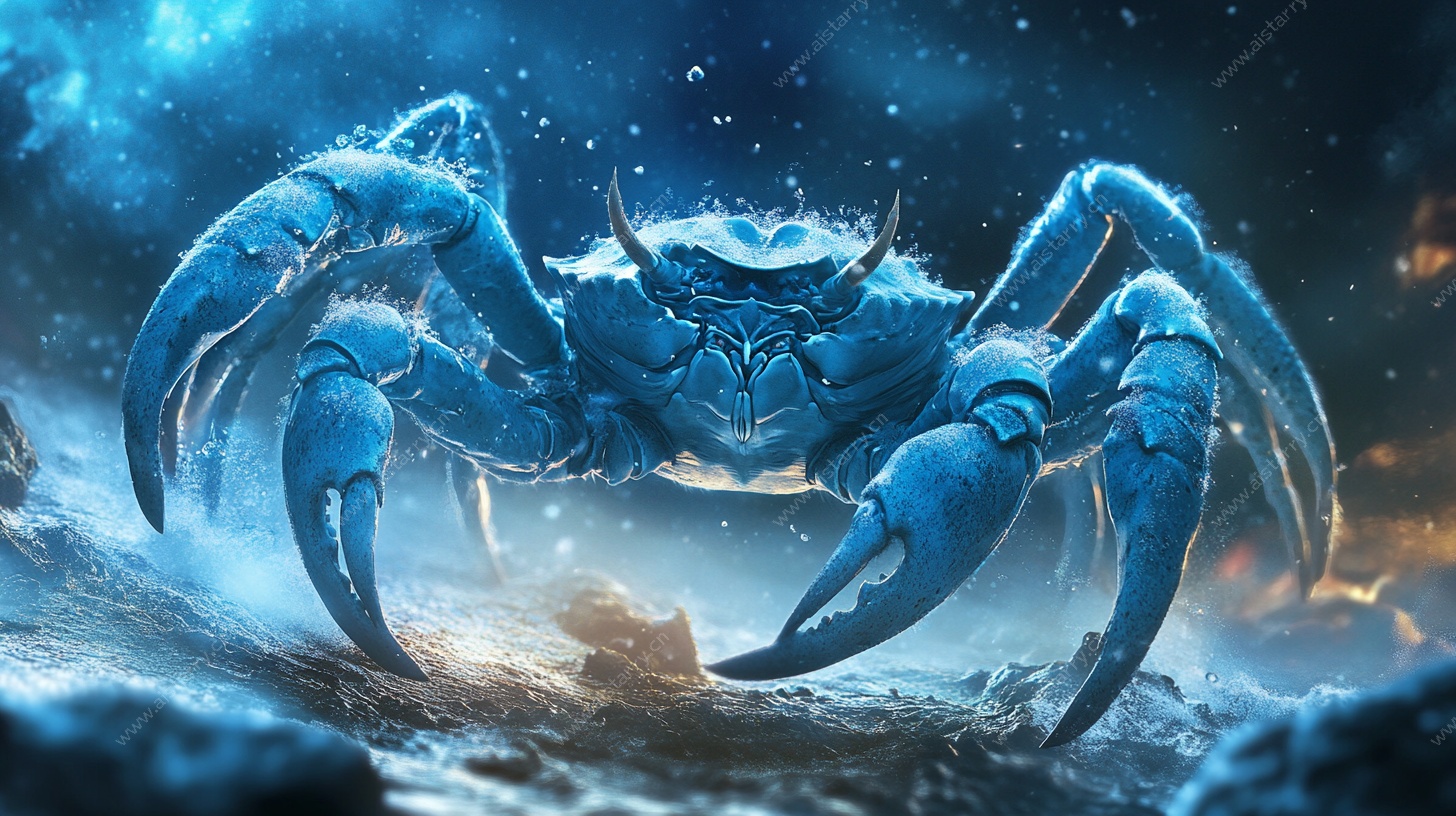 深海冰蓝巨蟹奇幻图景