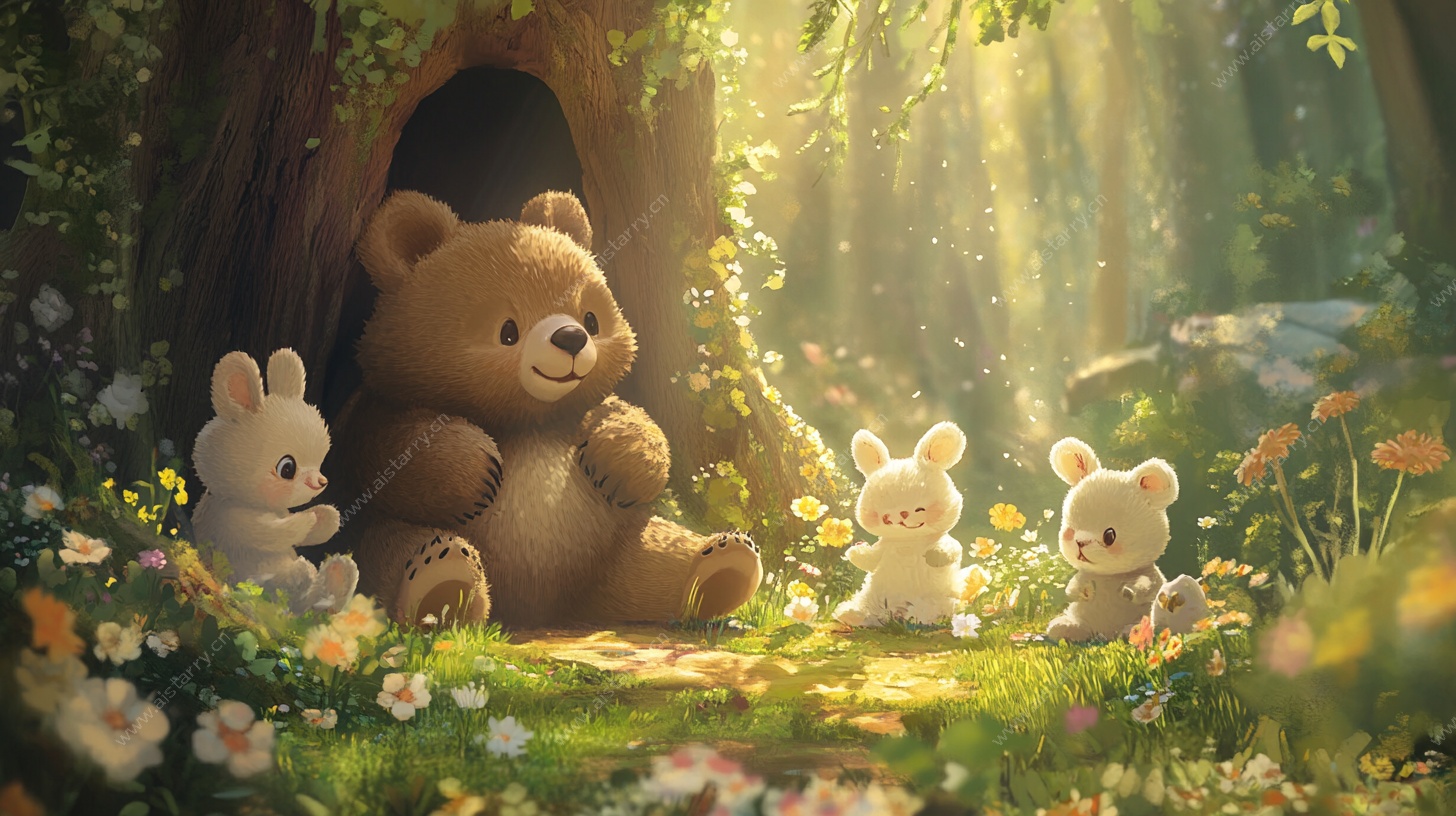 森林里的动物温馨聚会