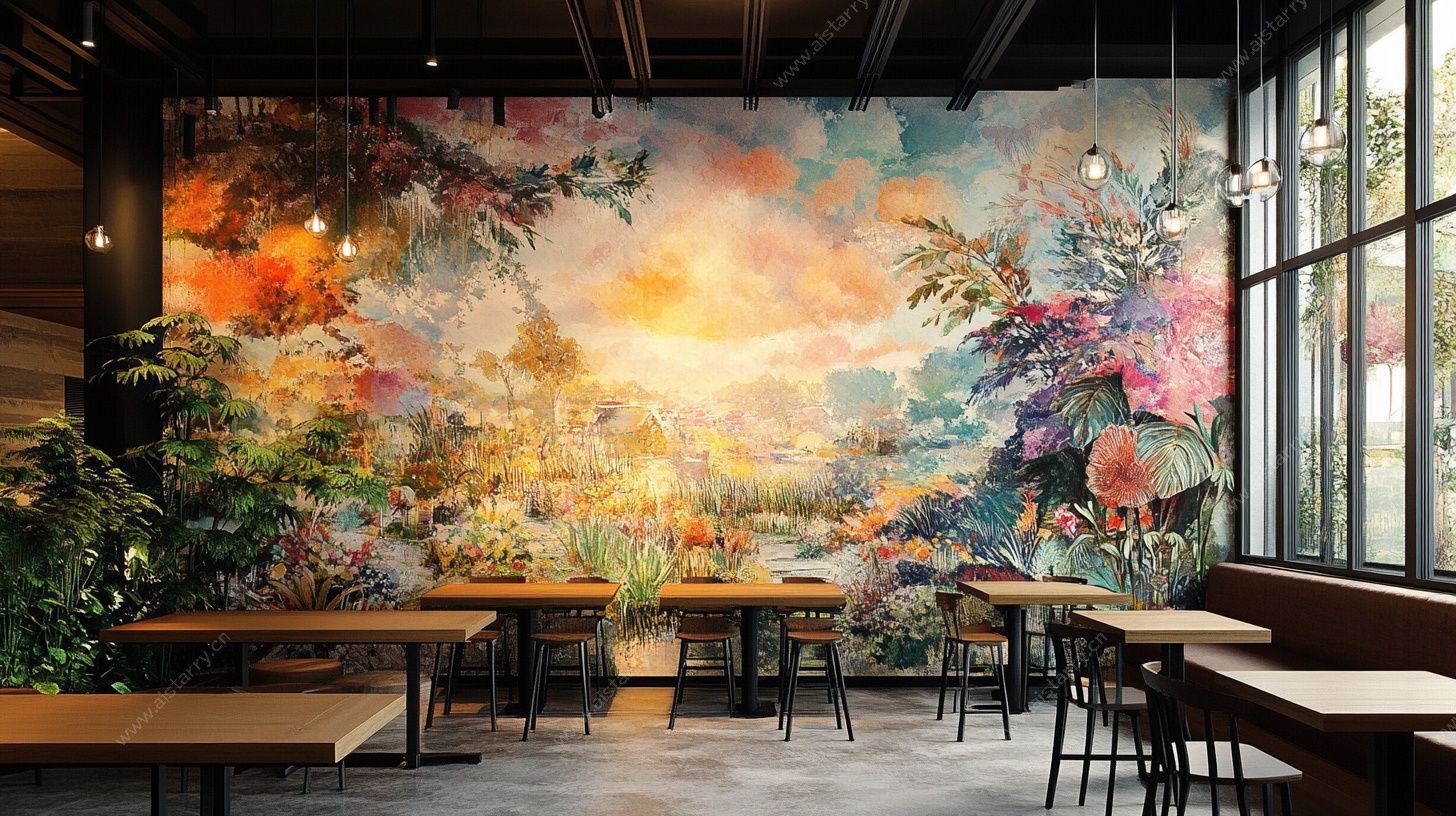 梦幻花园风餐厅墙面装饰