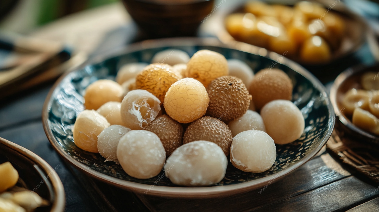 一盘美味的桂圆荔枝组合