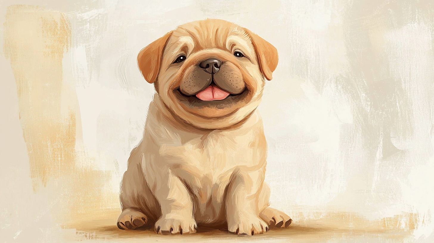 可爱沙皮犬插画