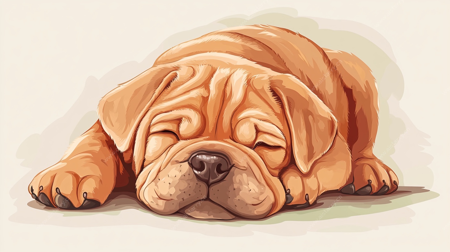 酣睡的可爱沙皮犬