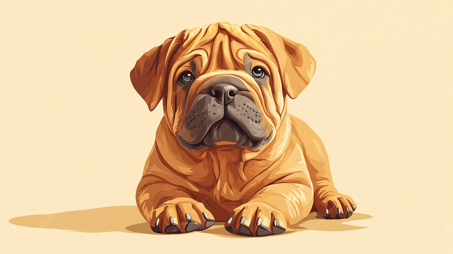 趴着的沙皮狗插画