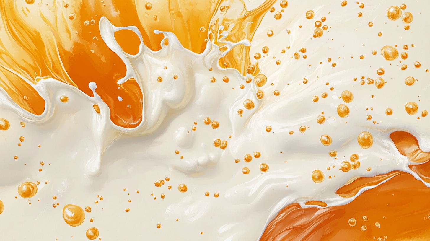 橙白液体飞溅艺术画面