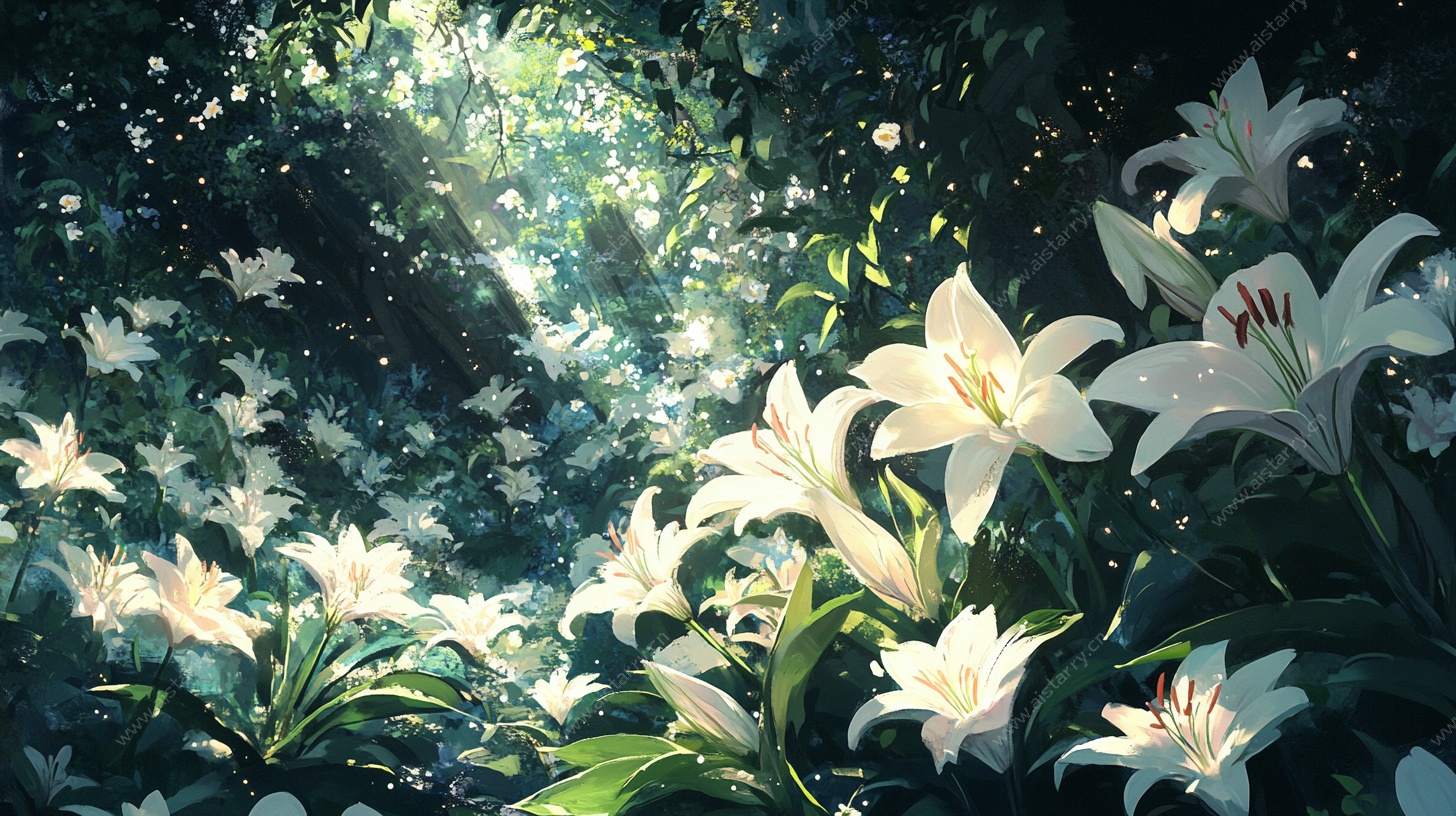 阳光下的百合花海