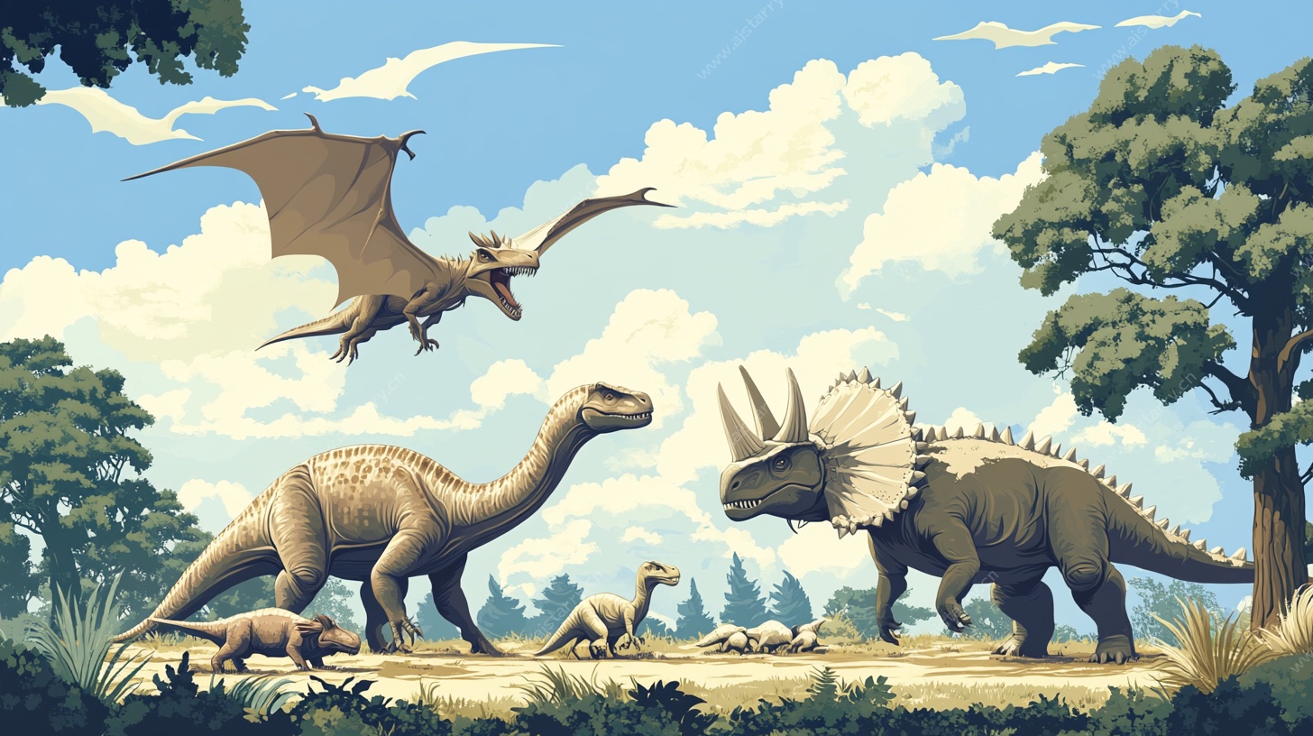 史前恐龙的奇幻生态图景
