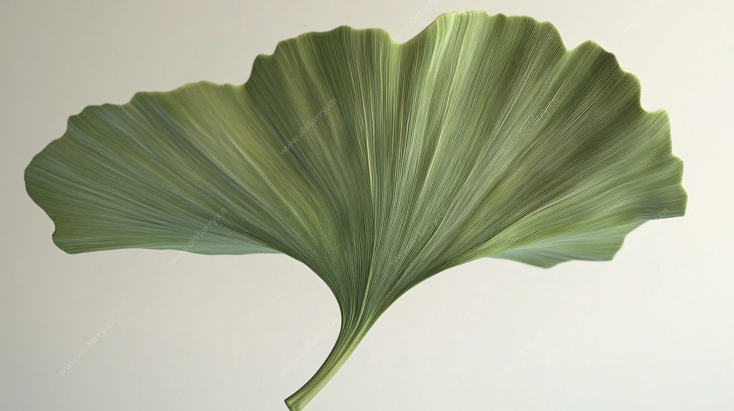 翠绿银杏叶特写