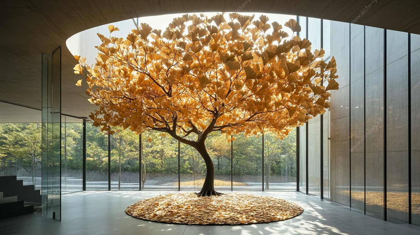 室内金色银杏艺术景观