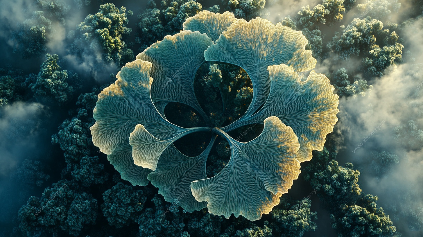 空中俯瞰独特树状景观