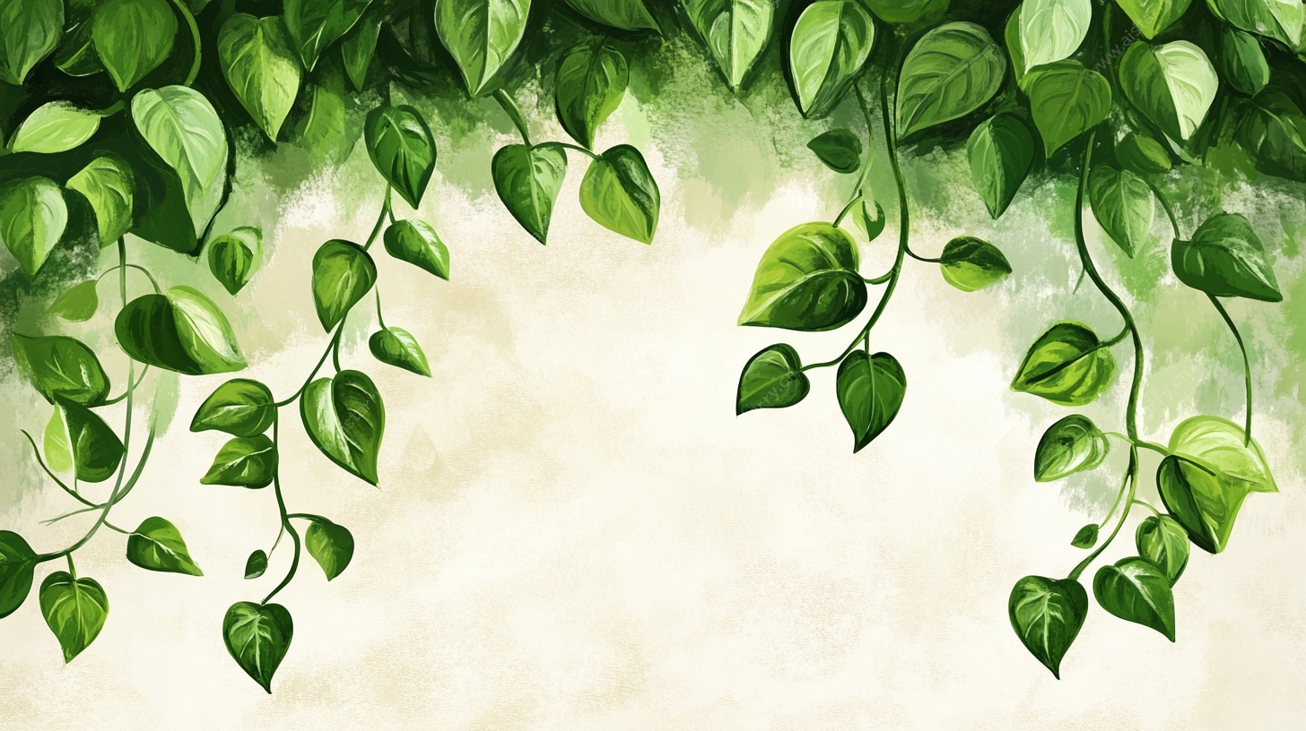 垂落的翠绿藤蔓背景图