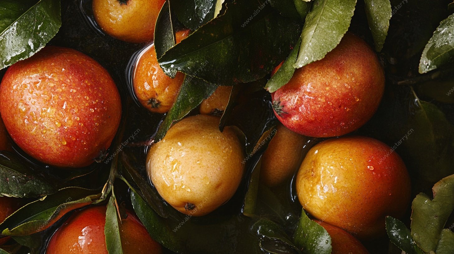 水润鲜果与绿叶的清新组合