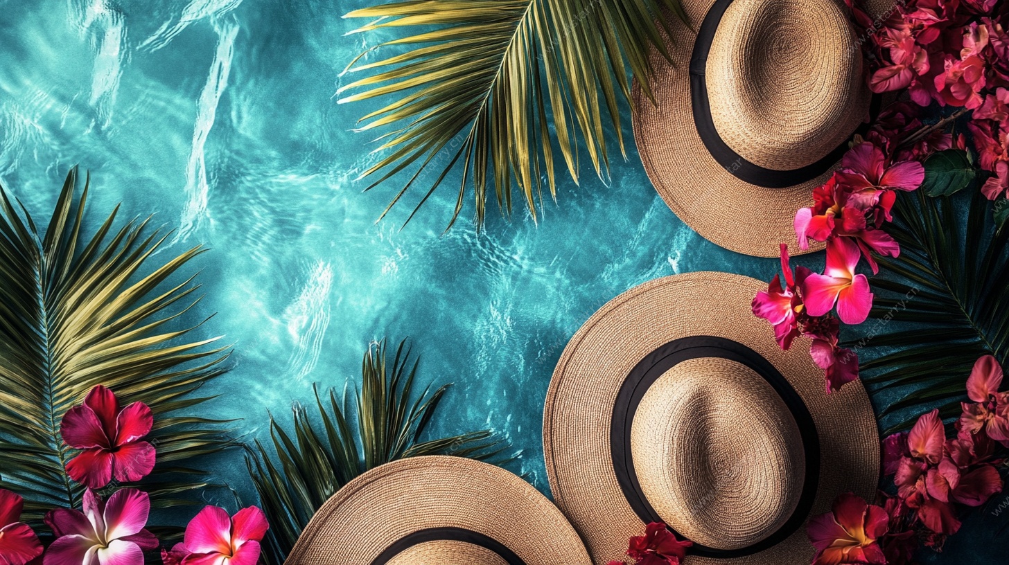 夏日泳池边的度假风情