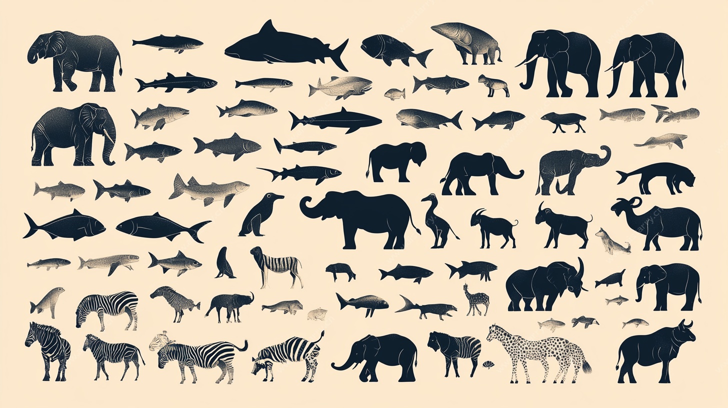 动物剪影集合图