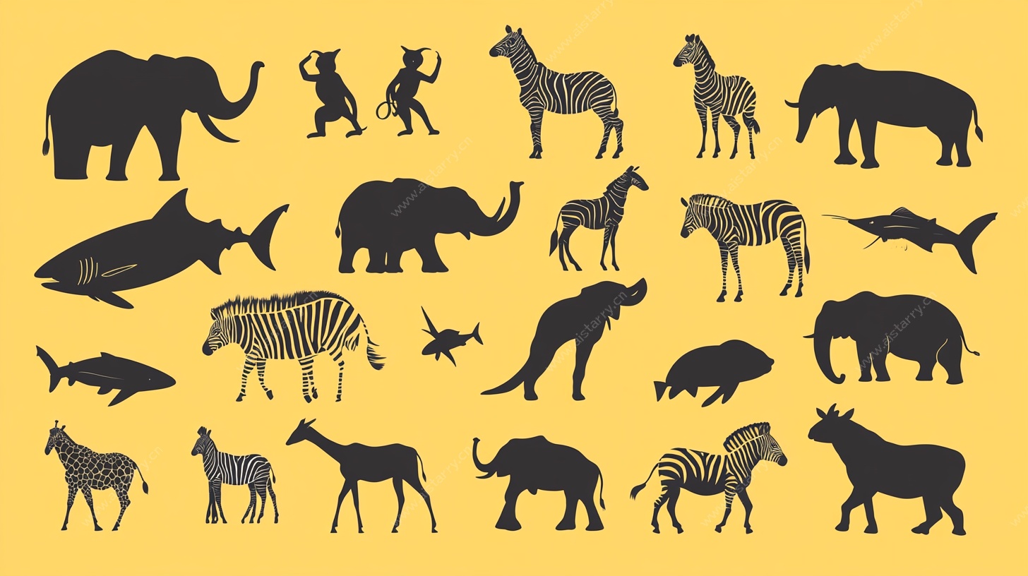 动物剪影集合图