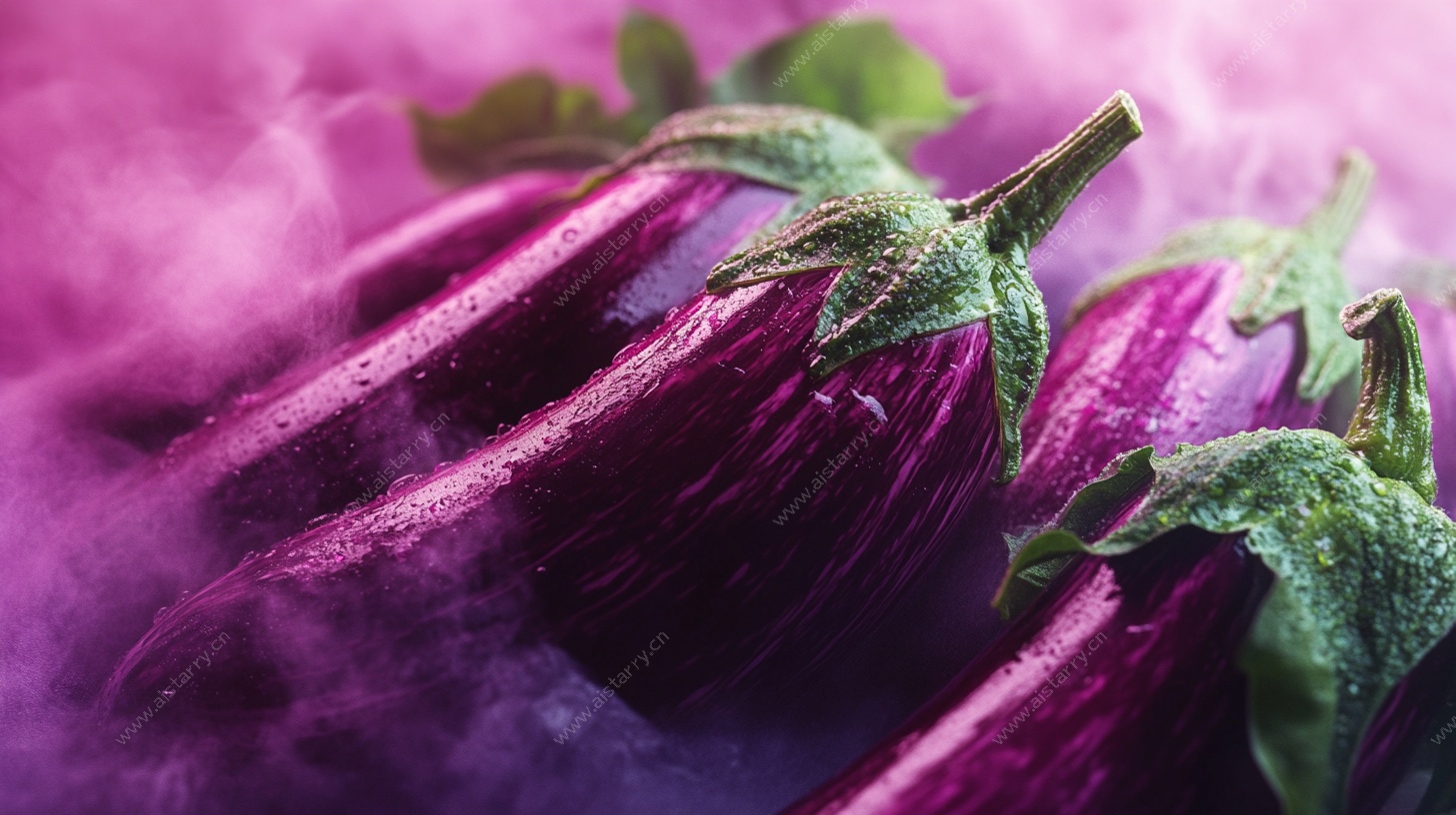 梦幻紫调茄子静物图