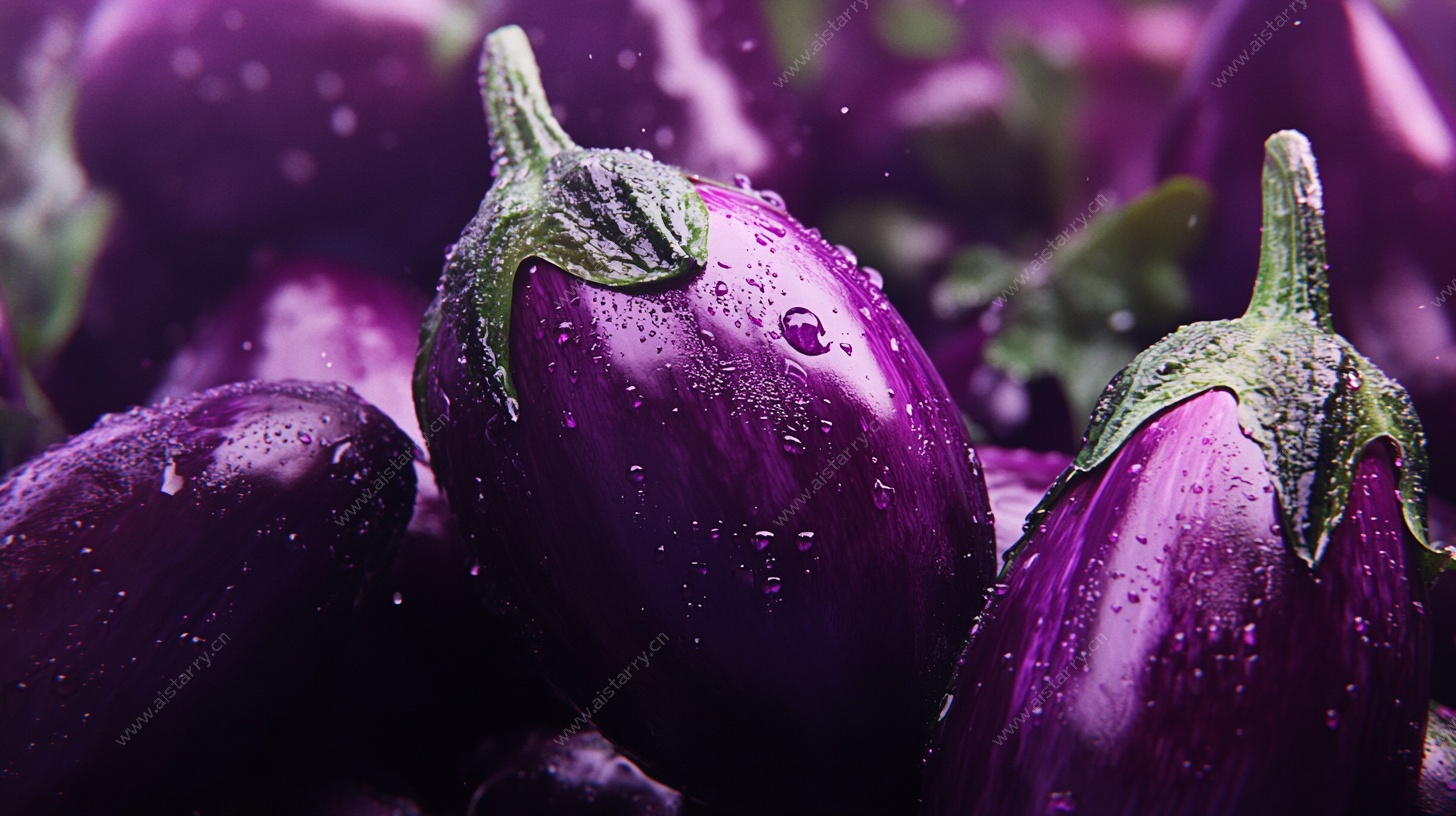 新鲜紫茄子特写