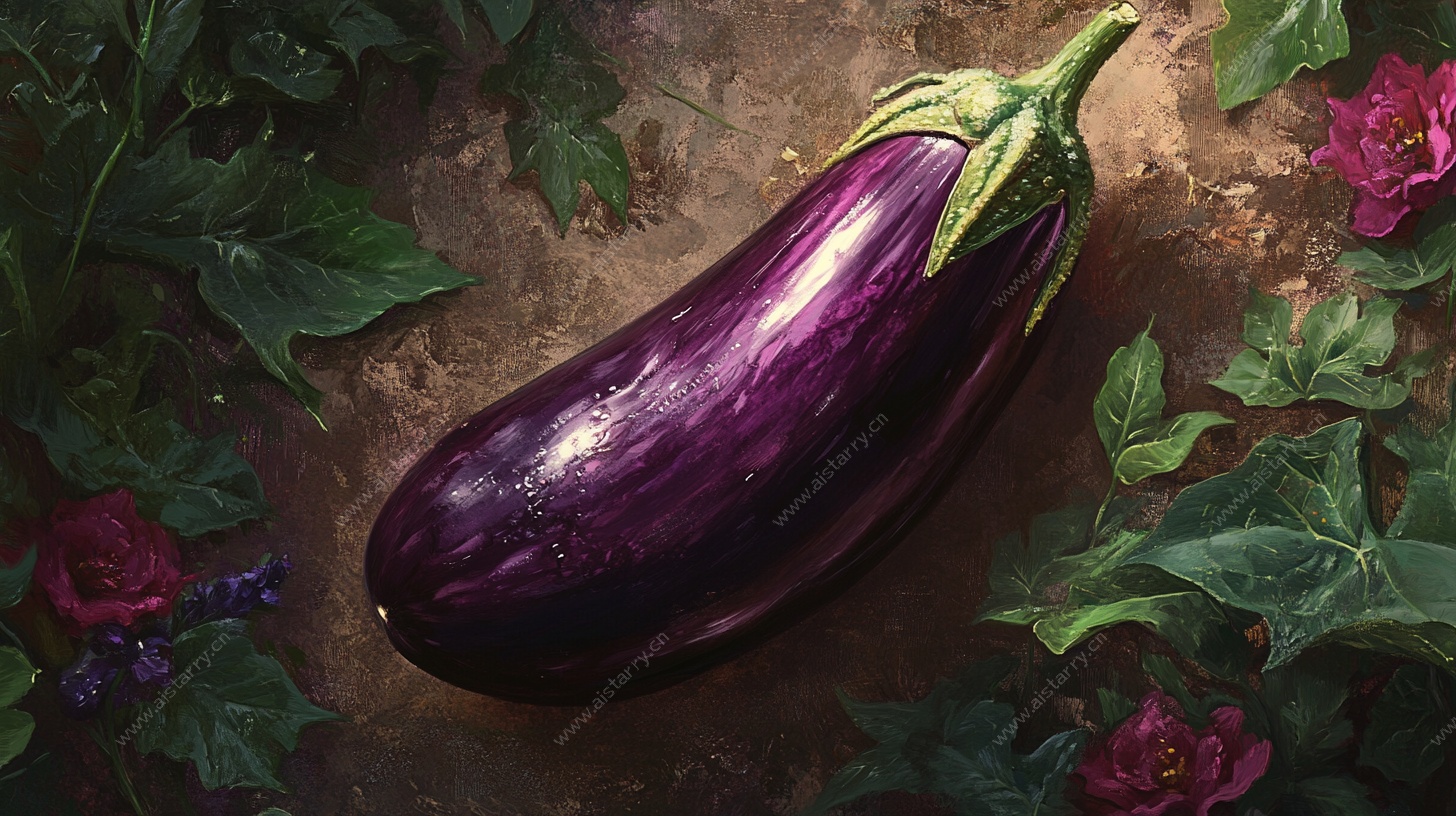 紫色茄子静物图