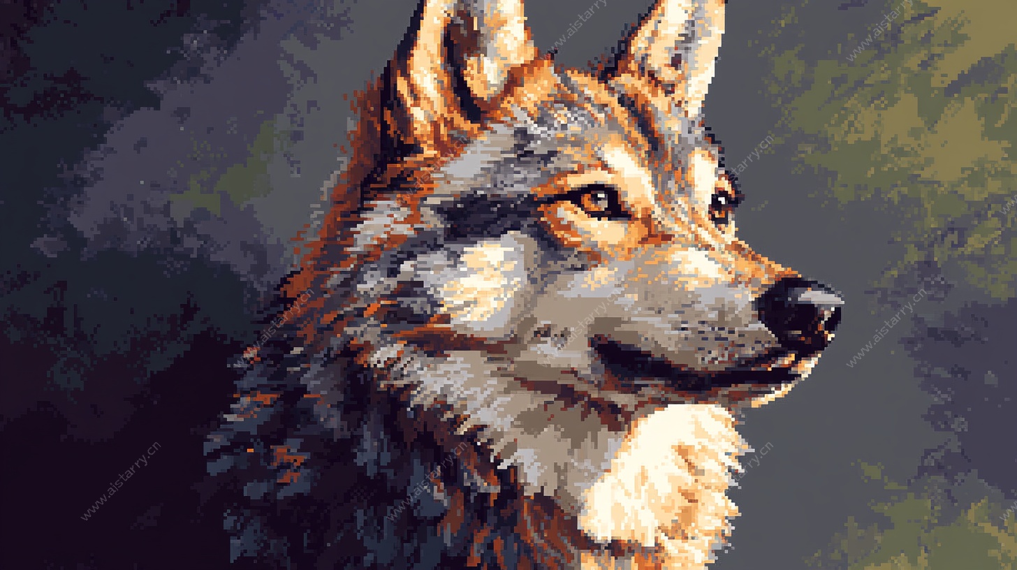 写实风格狼的肖像画