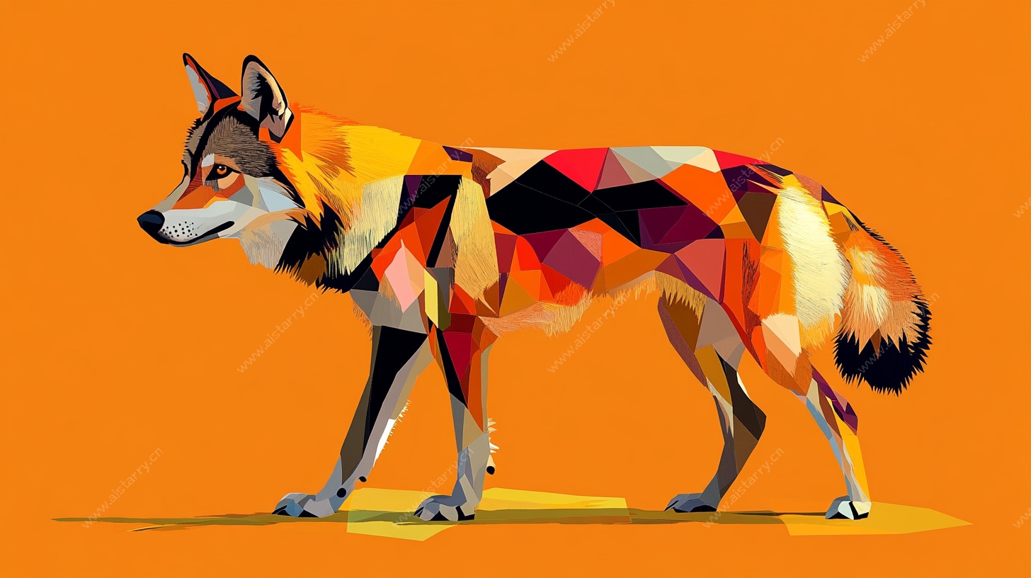 几何风格多彩狐狸插画