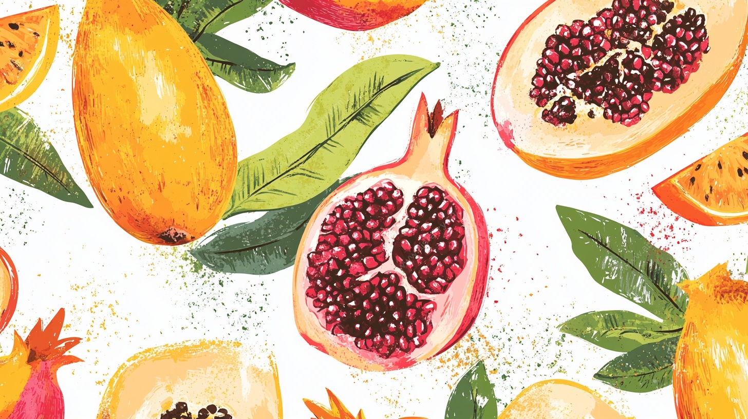 水彩风热带水果图案