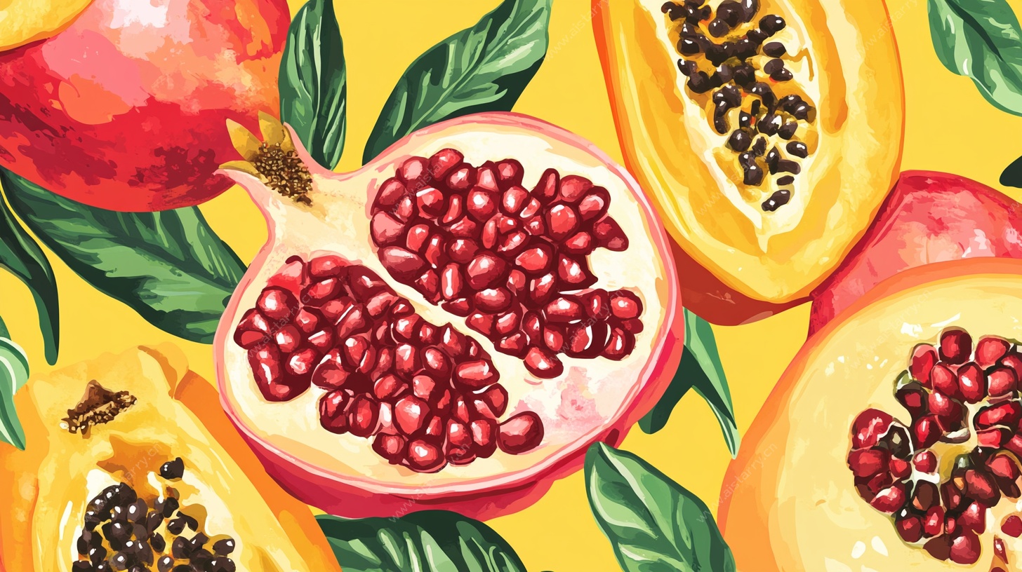 手绘多彩水果插画