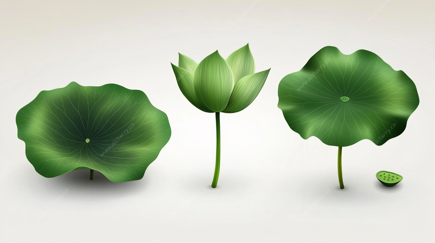 清新荷花荷叶插画作品