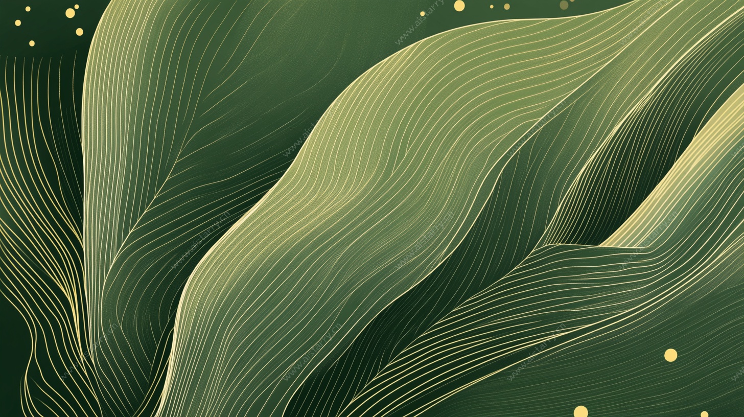 绿色波浪形抽象植物图案