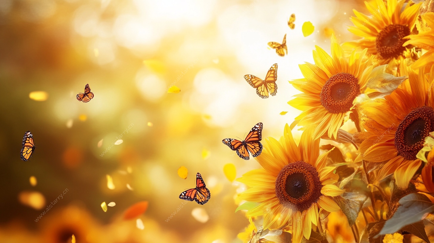 向日葵与蝶的梦幻之景