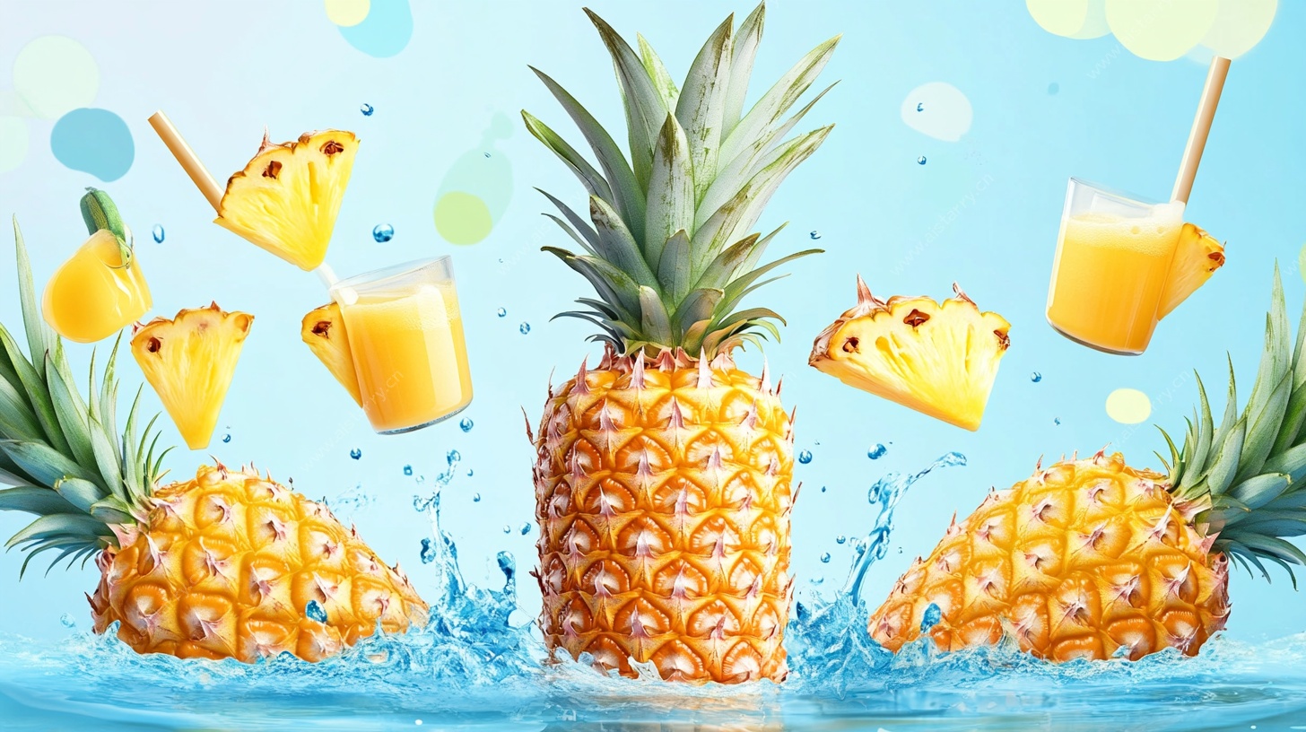 跳跃的菠萝与果汁盛宴