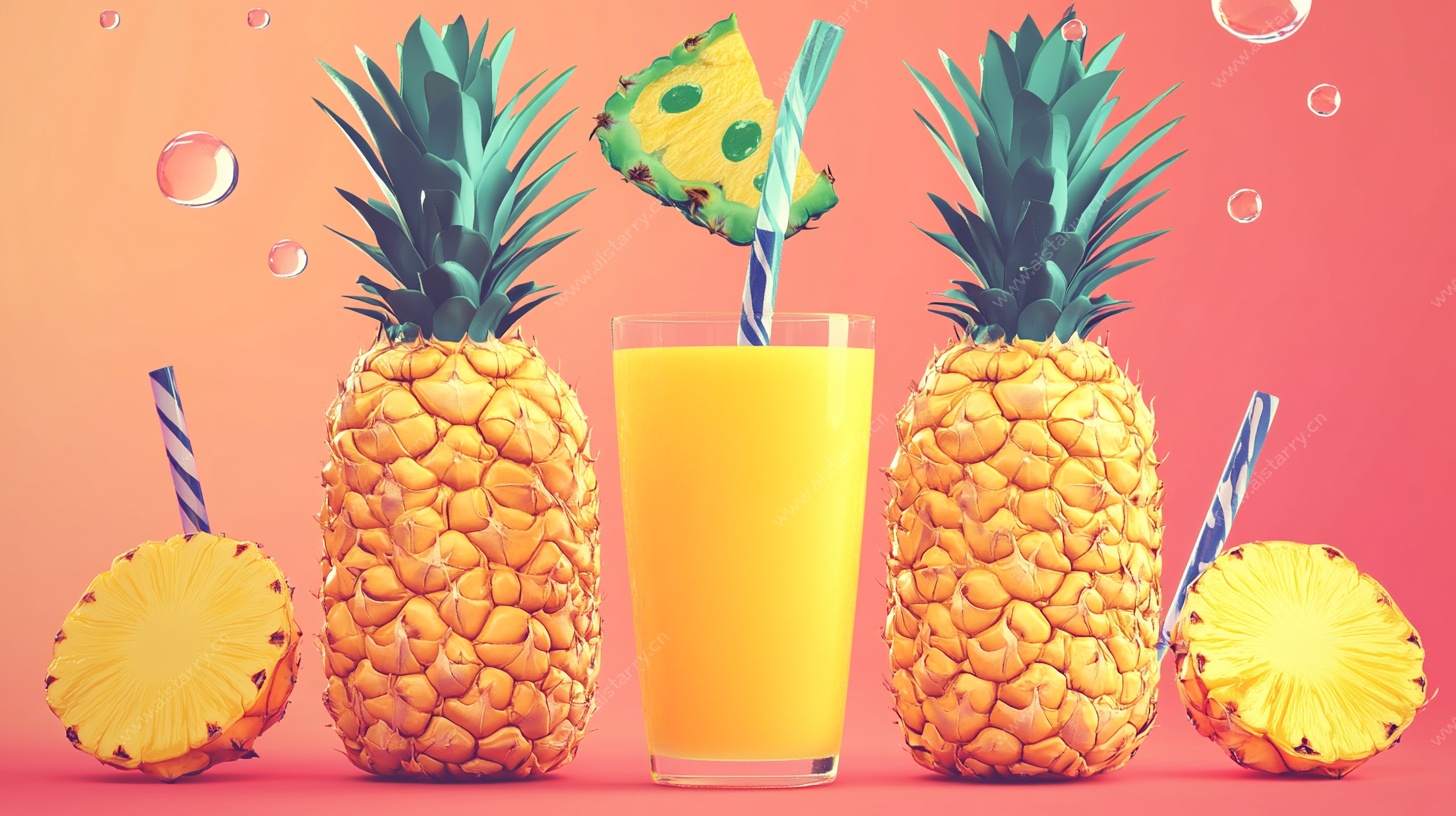 菠萝果汁清新场景图