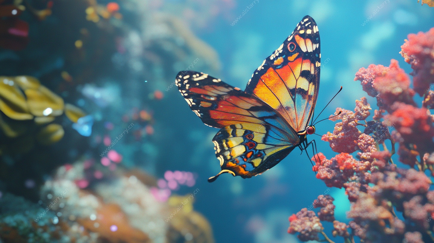 蝶舞珊瑚间奇幻景象
