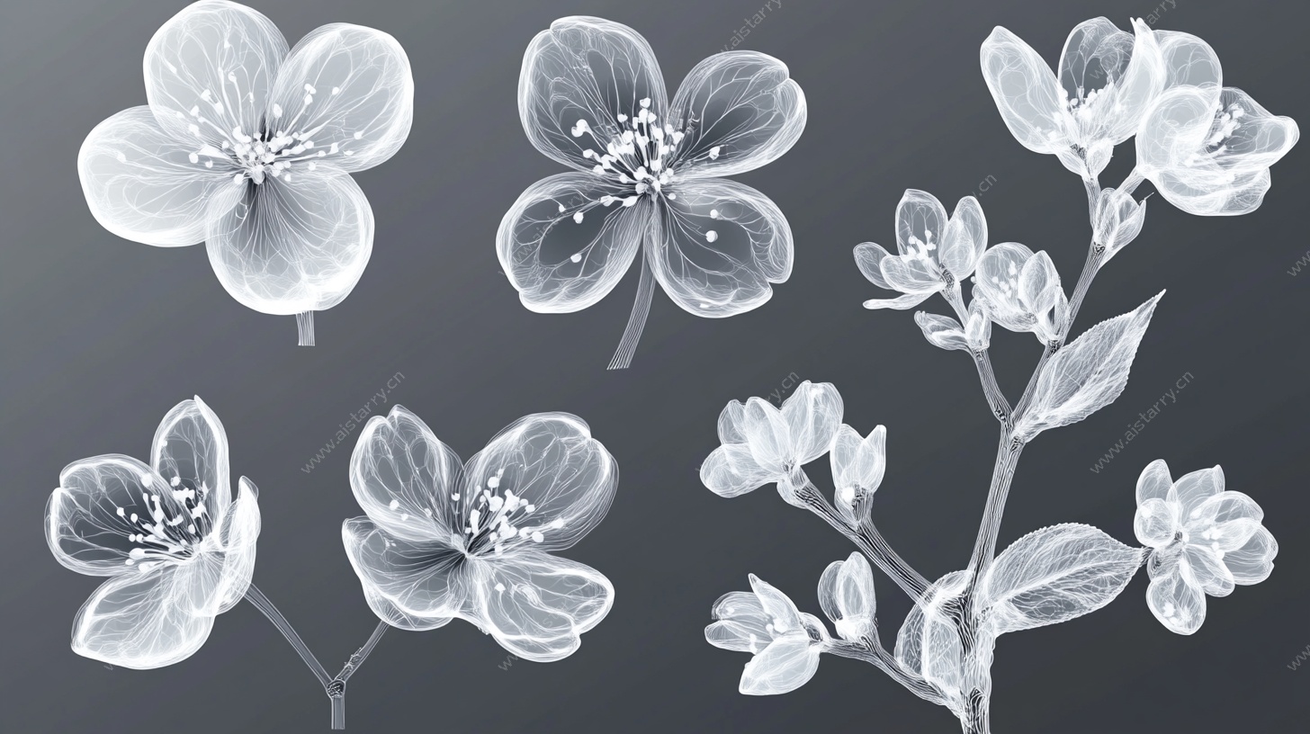 银白花卉插画集合