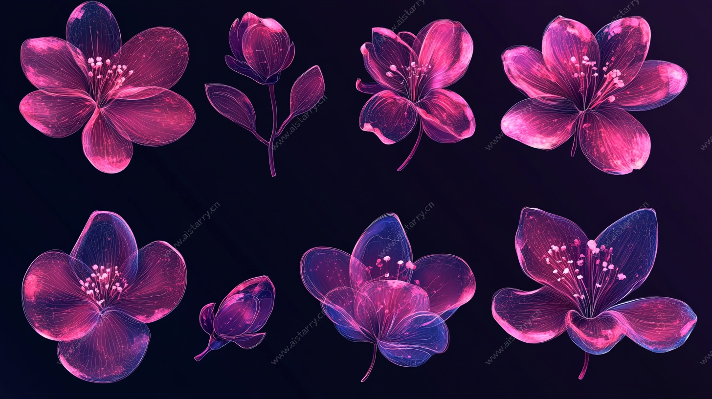 梦幻紫调手绘花卉集合