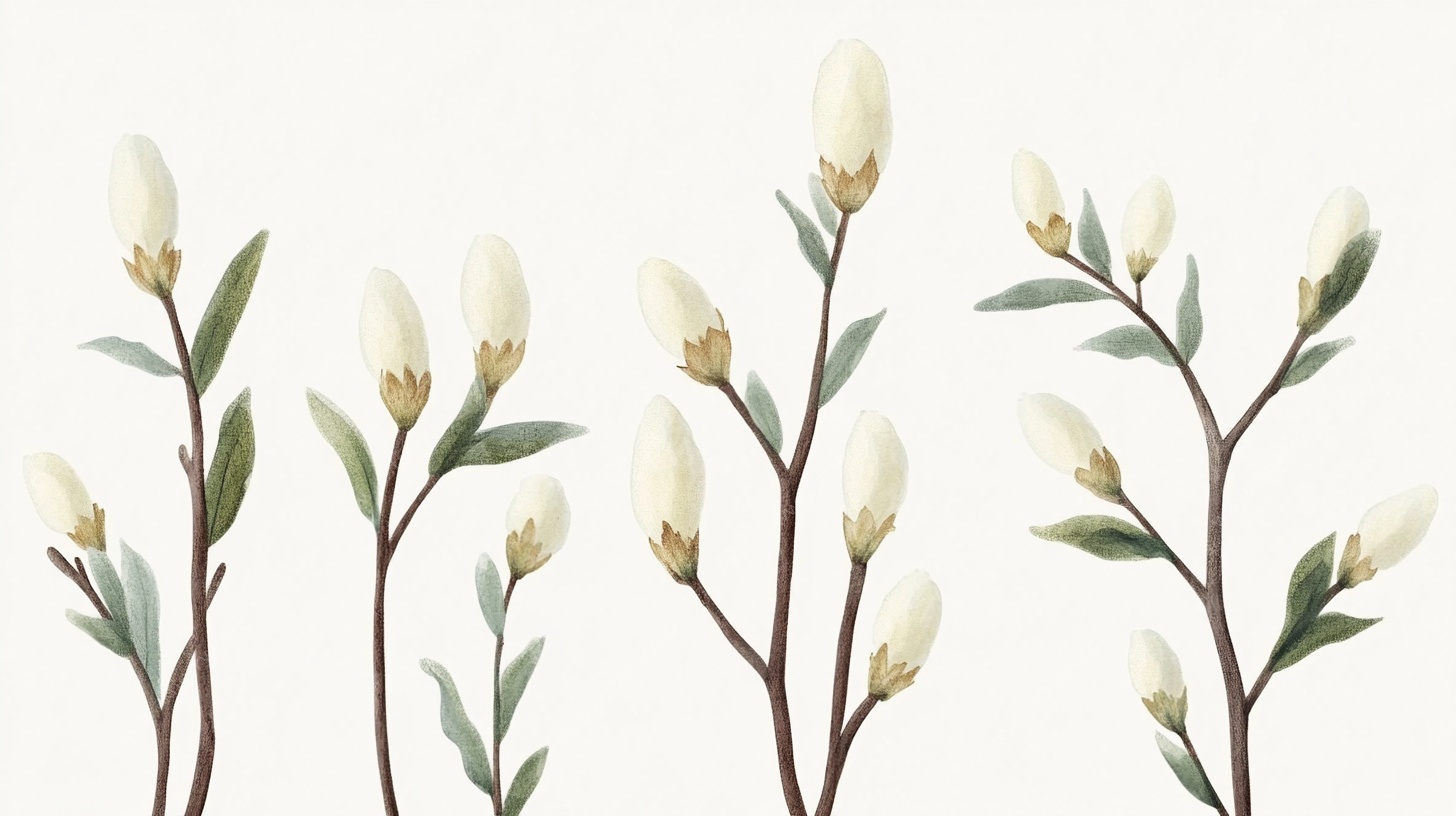 白玉兰花卉插画